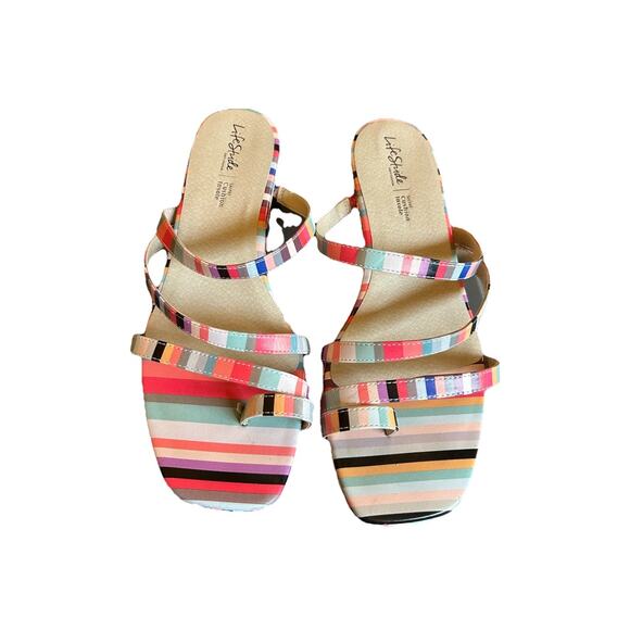 Life Stride Jasmine Soft System Multi Colored Strapy Women's Size 11W Sandals - Picture 2 of 9